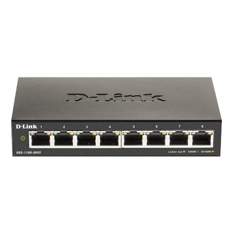 D-Link | Smart Gigabit Ethernet Switch | DGS-1100-08V2 | Managed | Desktop | 1 Gbps (RJ-45) ports quantity | SFP ports quanti...