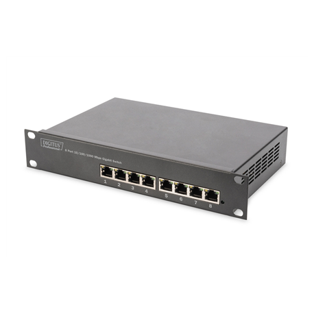 Digitus | 8-port Gigabit Ethernet Switch | DN-80114 | Unmanaged | Rackmountable | 10/100 Mbps (RJ-45) ports quantity | 1 Gbps...