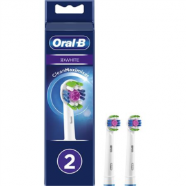 Oral-B | EB18 RB-2 3D White | Replacement Head with CleanMaximiser Technology | Heads | For adults | Number of brush heads in...