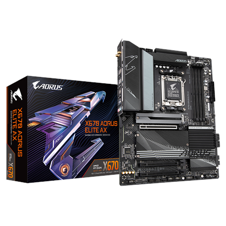 Gigabyte | X670 AORUS ELITE AX 1.0A M/B | Processor family AMD | Processor socket AM5 | DDR5 DIMM | Memory slots 4 | Supporte...