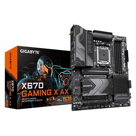 Gigabyte | X670 GAMING X AX 1.0 M/B | Processor family AMD | Processor socket AM5 | DDR5 DIMM | Memory slots 4 | Supported ha...
