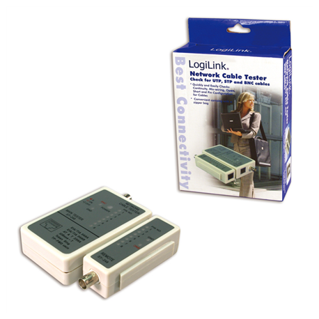 Logilink | Cable tester for RJ45 and BNC with remote unit