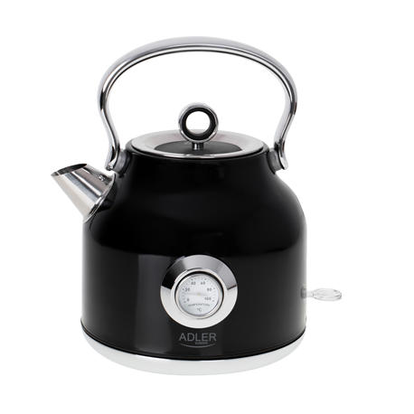 Adler | Kettle with a Thermomete | AD 1346b | Electric | 2200 W | 1.7 L | Stainless steel | 360° rotational base | Black