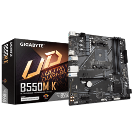 Gigabyte | B550M K 1.0 M/B | Processor family AMD | Processor socket AM4 | DDR4 DIMM | Memory slots 4 | Supported hard disk d...