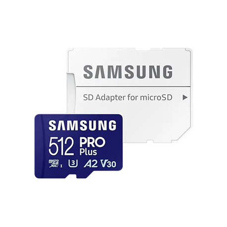 Samsung | PRO Plus microSD Card with Adapter | 512 GB | MicroSDXC | Flash memory class U3