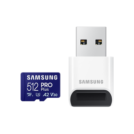 Samsung | PRO Plus microSD Card with USB Adapter | 512 GB | MicroSDXC | Flash memory class U3