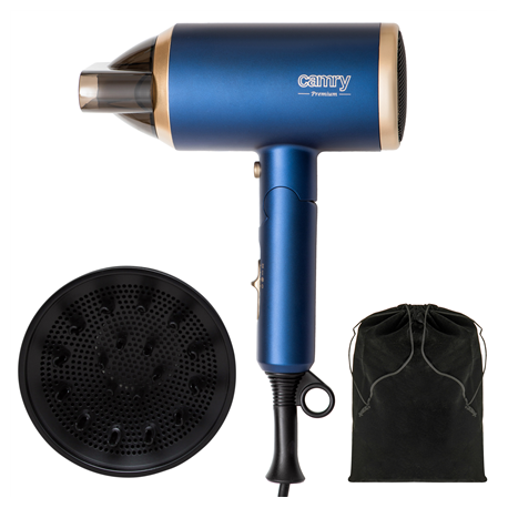 Camry | Hair Dryer | CR 2268 | 1800 W | Number of temperature settings 2 | Ionic function | Diffuser nozzle | Blue/Gold