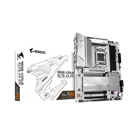 Gigabyte | B650 A ELITE AX ICE | Processor family AMD | Processor socket AM5 | DDR5 DIMM | Supported hard disk drive interfac...