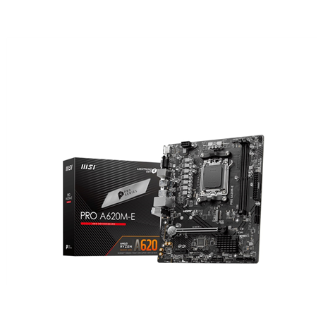 MSI | PRO A620M-E | Processor family AMD | Processor socket AM5 | DDR5 | Supported hard disk drive interfaces SATA