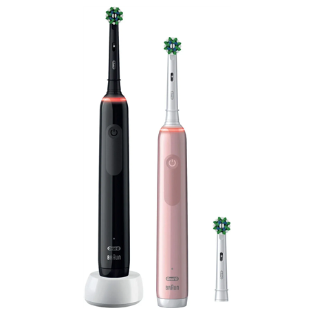 Oral-B Electric Toothbrush | Pro 3 3900N Black/Pink Duopack | Rechargeable | For adults | Number of brush heads included 3 | ...